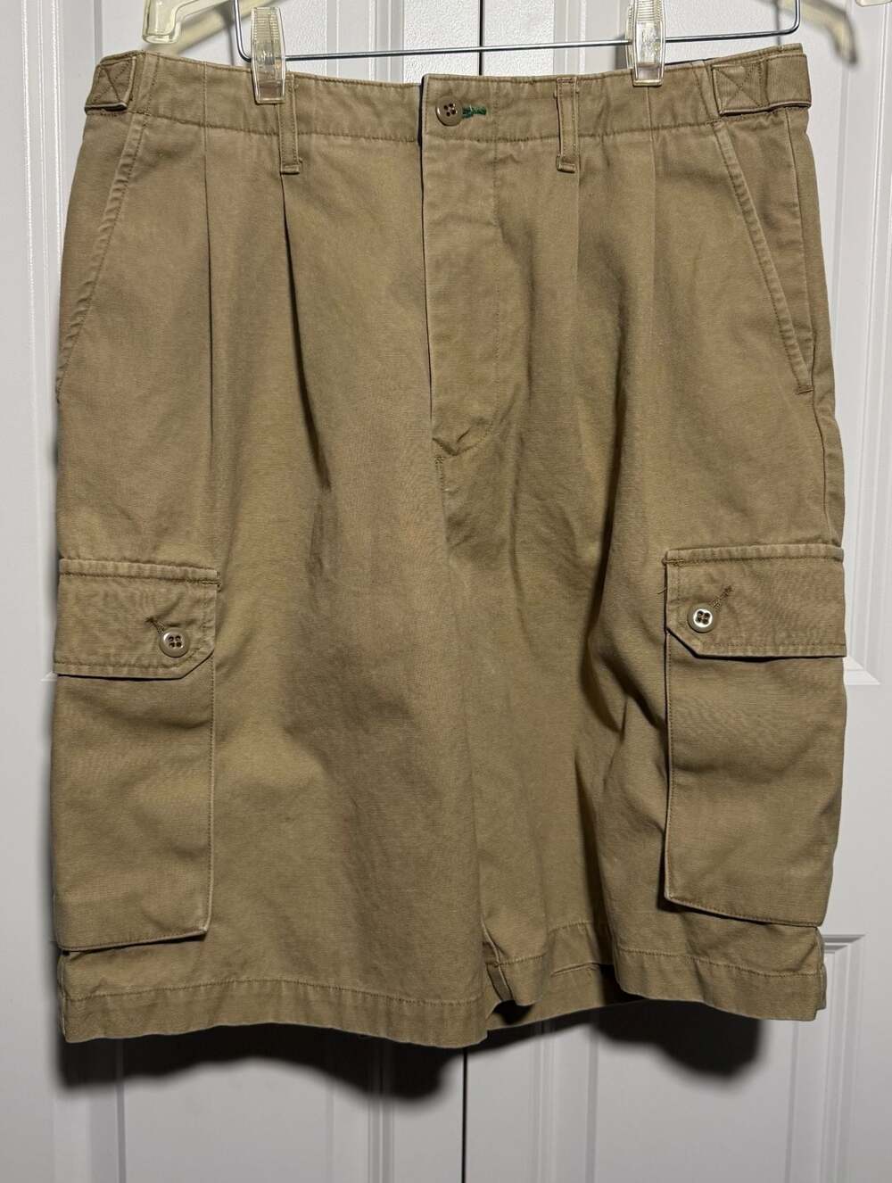 Tommy Hilfiger Vintage Style Khaki Cargo Shorts 100% Cotton Multi-Pocket Men's